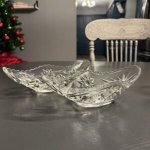 Vintage Anchor Hocking Star of David Prescut Glassware Oval Tray Dish Set Of 2